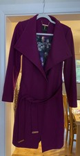 Ted Baker Lorili Long Funnel Neck Wrap Wool Coat Magenta Purple Size 2