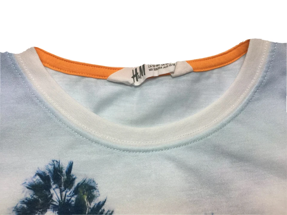 H&M Junior Boy 12-14/L/XL T-Shirt Short Sleeve CrewNeck California Beach&Palms - Image 3 of 4