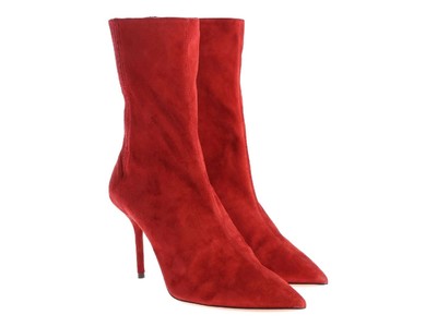 red suede stilettos