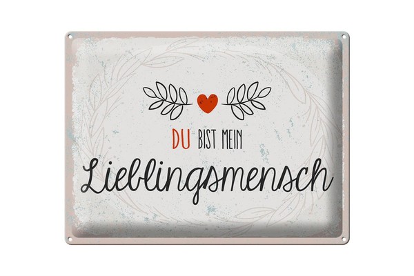 Blechschild Spruch Du Mein Lieblingsmensch Herz 40X30 Cm Deko Schild Tin Sign-image