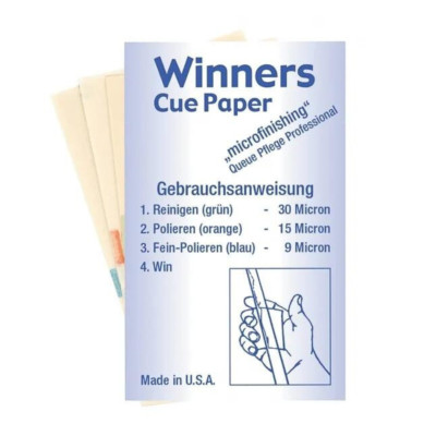 Winners Snooker & Pool Queue Mikro Abrieb Reiniger Papiere für Kratzer und Dellen