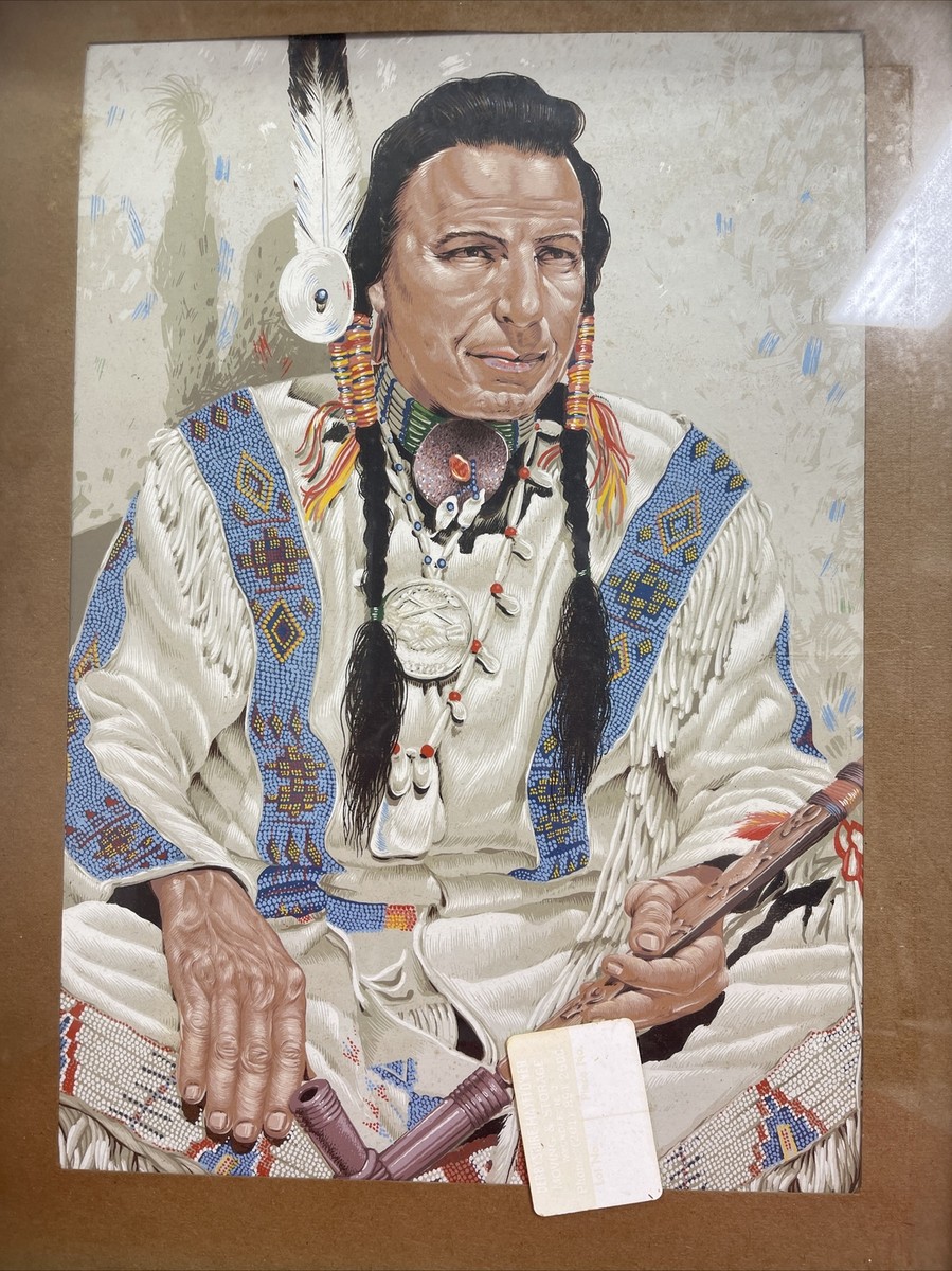 Vintage Native American Decorative Print In Rustic Wooden Frame | eBay