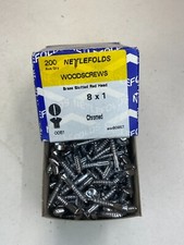 Box Chrome Raised Screws 1" x 8 Nettlefolds Solid Brass Slotted Head Box of 200