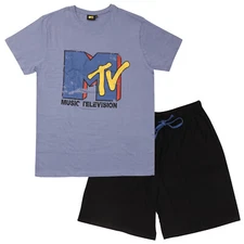 MENS MTV SHORT PYJAMAS 2PC OFFICIAL EX STORE PJ NIGHT WEAR SHORTY SET S-XXL NEW