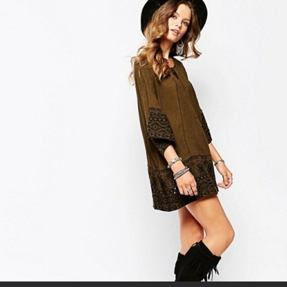 Free People "Noyal Counting Stars" Embroidered Tunic/Minidress-Size Medium