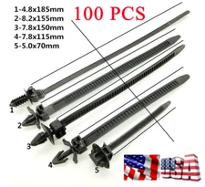 100x Mixed Nylon Cable Tie Car Bundled Wire Harness Line Band Zip Fastener Clips