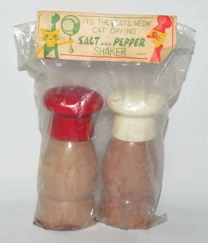 Juego de cocteleras de sal y pimienta llorando gatos maullido de colección Japón Nuevo en Paquete - Imagen 3 de 6