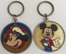 Vintage Disney Mickey Mouse Glitter Keychains Cruise Boat Hat Anchor 2-Sided