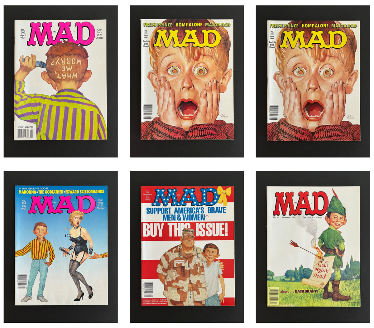MAD Magazine #292 - #307 SINGLE ISSUES (1990, 1991) COMBINE SHIP