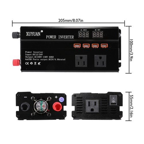 4000W/6000W Peak Power Inverter Car Vehicle Watt DC 12V 24V to AC 110V Converter - Picture 27 of 33