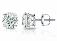 4.0 Ct GRA Moissanite Stud Earrings 14K Solid White Gold 8mm - Elegant Gift
