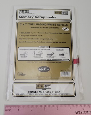 Memory Scrapbook Scrapbooks Refill Paper RW-57, 5 X 7'' Top Loading White Refills