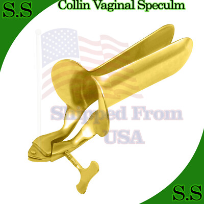  1-Collin Vaginal Speculum Large Full Gold Gynecology instruments