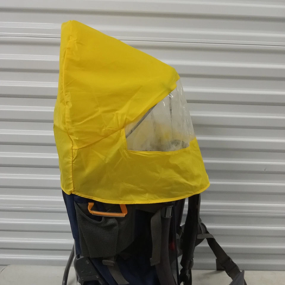 Portabebés Vaude azul niño pequeño con cubierta de lluvia con toldo solar Foto 2 de 4