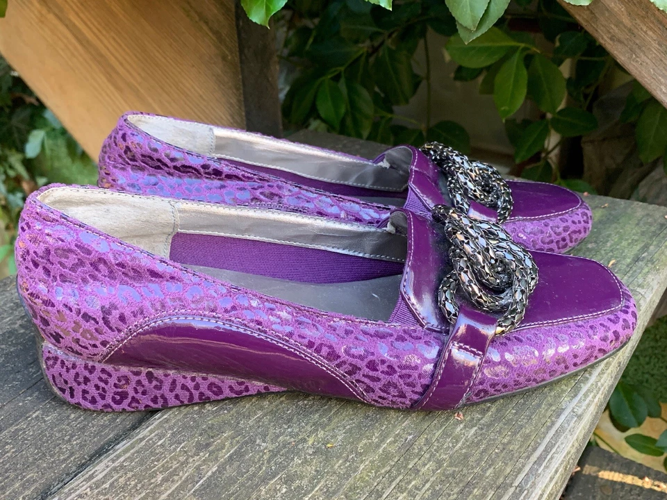 РАСПРОДАЖА @ ANDIAMO Искусственная ЗМЕИНАЯ КОЖА Кобра Балетки Мокасины Фиолетовый Размер 6,5 ❤️blt11j - Изображение 2 из 4