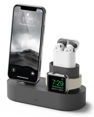 3 in 1 Charging Station for Apple Watch, AirPod, iPhone - elago  [Dark Grey]
