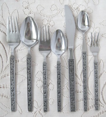 ELDAN Stainless Flatware 7 Piece Place Setting ELD11 Vintage JAPAN