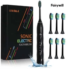 Fairywill Electric Toothbrush Sonic Toothbrush USB Rechargeable 6 Heads 5 Modes