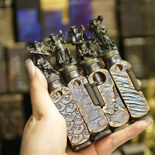 Flamindo Brass Kerosene Lighter Old-fashioned Grinding Wheel Lighter Men's Gifts