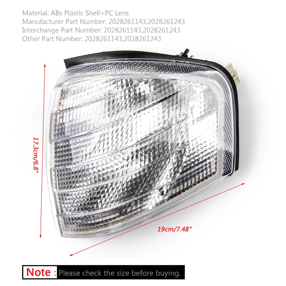 For Mercedes Benz C Class W202 1994-2000 Pair Corner Lights Turn Signal Lamps - Image 3 of 4