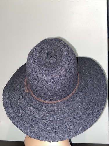 Nuovo cappello Free People nero western tesa larga pizzo marrone cravatta di corda taglia M - Foto 6 di 15