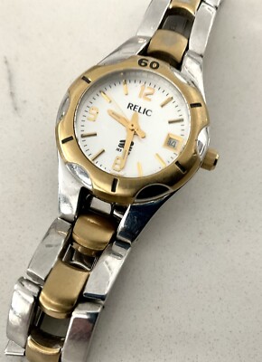 Relic Watch Women Silver Gold Two Tone With Date New battery  display picture 2