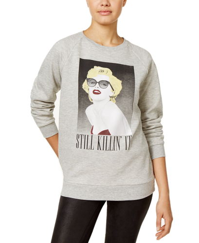 Freeze 24-7 Womens Juniors' Marilyn Graphic Sweatshirt (Small, Grey Heather)