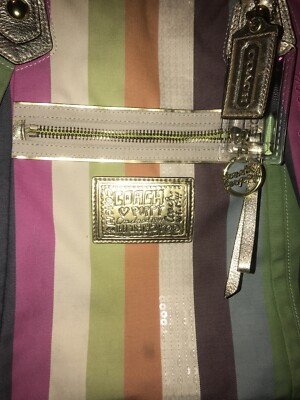 バッグ COACH POPPY Legacy archive Shoulder Bag Coach Poppy Legacy Glam Stripe Multicolor Strip Tote Shoulder Bag