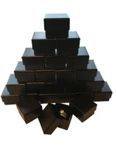 Lot of 20 Black Ring Gift Box with Foam and Velvet Insert 1.5 x 1.5 x 1.25 Inch