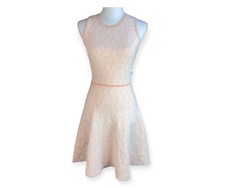 John + Jenn Sleeveless Fit & Flare Sweater Dress Peach Cream XS Preppy Classic