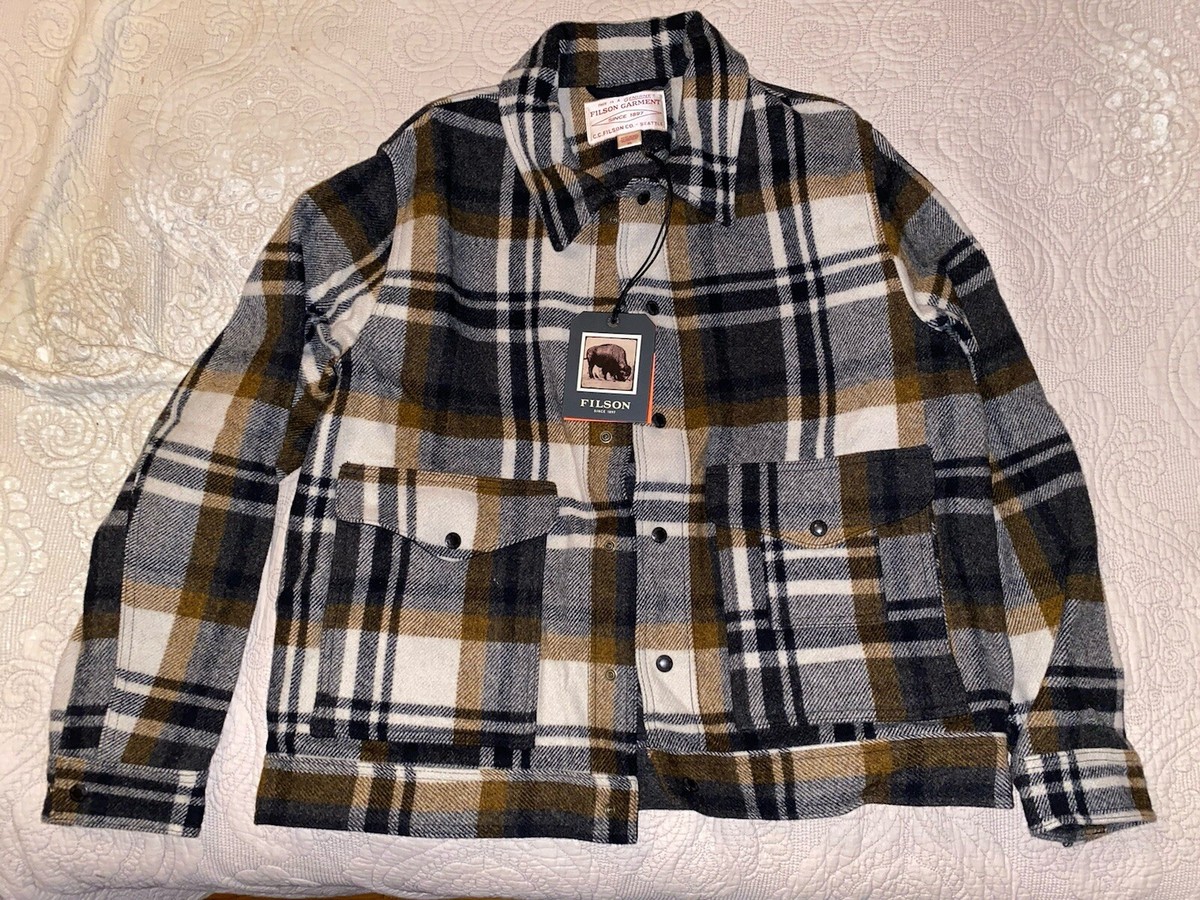 Filson Mackinaw Wool Work Jacket-Blue Coal / Copper Heather Plaid