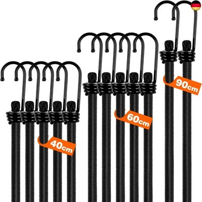 GINKGO 12er-Pack Expander mit Haken ? Extra Starke Spanngummis, max. 35 kg