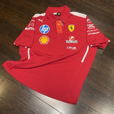 NWT! Scuderia Ferrari 2025 Team Men's Polo Shirt Size XL Dark