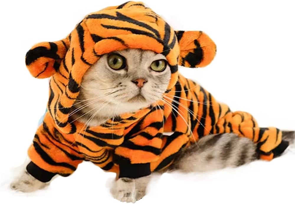 Dog Tiger Halloween Costume Cat Hoodies with Bunny Ears and 