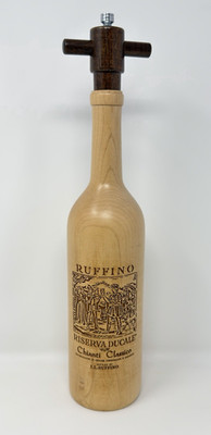Pepper Mill Grinder, Wood Wine Bottle, Ruffino Riserva Ducale, Chianti Classico
