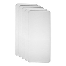 5pcs Metal Business Card 2x1x0.02" Brushed Laser Engrave Adhesive Silver