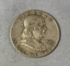 1958 D Franklin Half Dollar - 90% Silver - Circulated - Nice Example