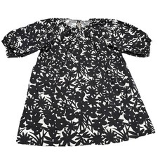 Everlane Seersucker Organic Cotton Dress Sz XL Puff Sleeve Oversized Pockets