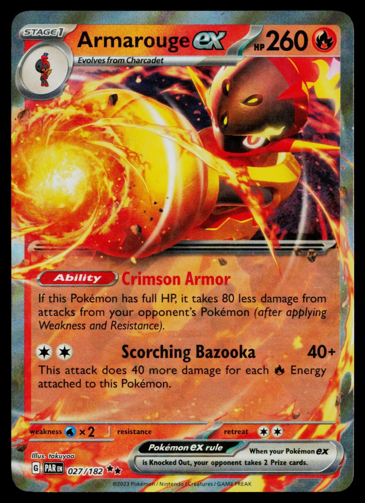 Armarouge ex 027/182 Double Rare Paradox Rift Pokemon Holo NM/LP