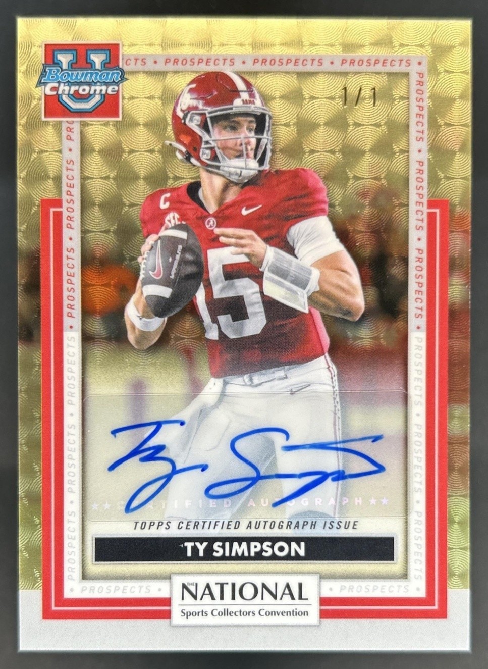 2026 Topps Chrome NSCC Ty Simpson Bowman U Chrome Auto SuperFractor #1/1