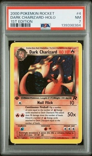 POKEMON DARK CHARIZARD 2000 ROCKET 1ST EDITION #4 HOLO PSA 7