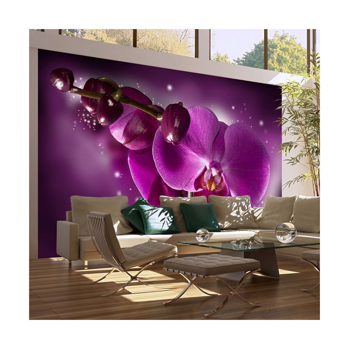 Papier peint Conte & Orchidée 270x450cm pour créer une ambiance chambre zen