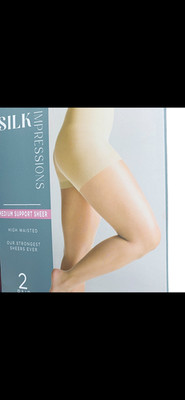 Silk Impressions Pantyhose Womens XXXL Beige Support Sheer 30 Denier 2 Pair