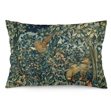 Greenery Forest Animals Pheasant Fox Green Floral William Morris Throw Pillow...