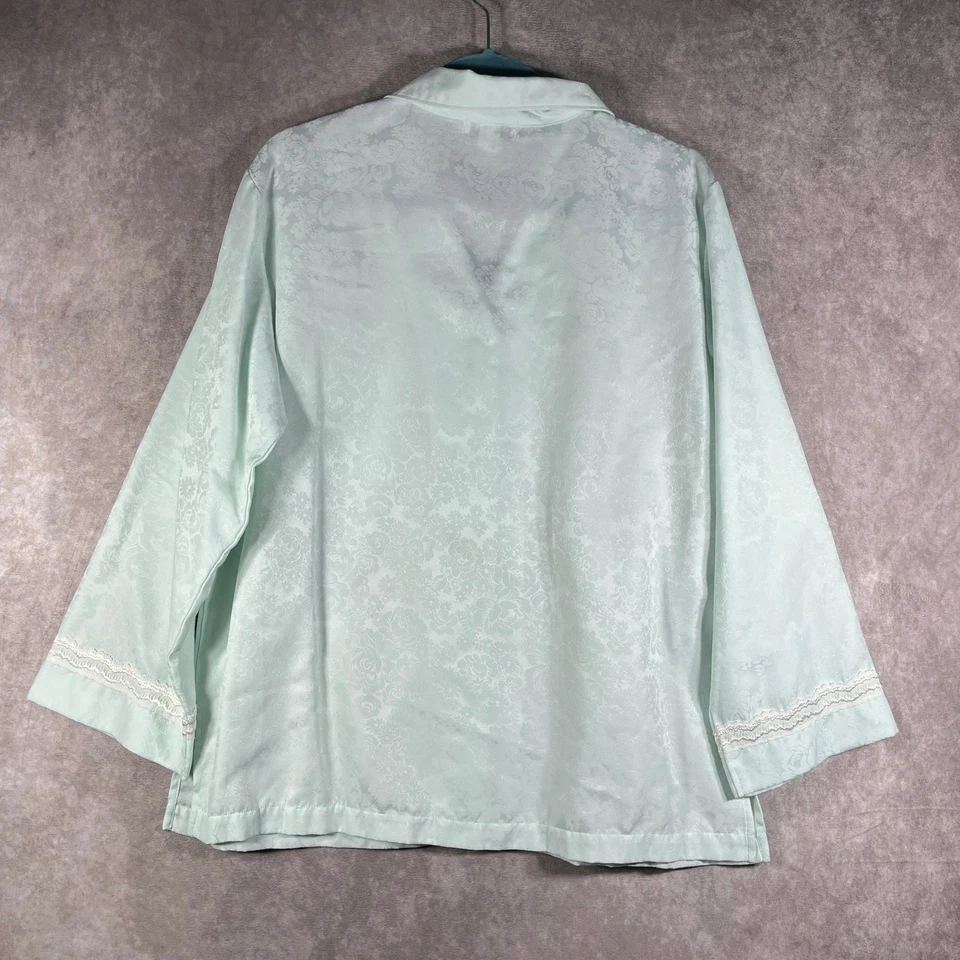 Conjunto de pijama Miss Elaine para mujer medio verde floral jacquard conjunto de 2 piezas claro Foto 3 de 4