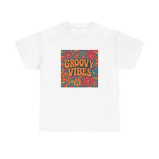 Unisex Adult T Shirt Groovy Vibes Psychedelic Flower Power Art