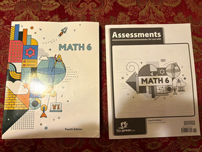 BJU Press Math 6 Student Workbook 4th Edition Paperback 2018 Middle School