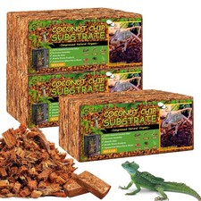 6 Pack Natural Coconut Chip Substrate for Reptiles- Compressed Coconut Husk R