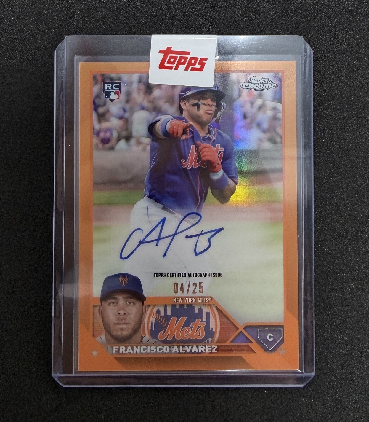 Francisco Alvarez 2023 Topps Chrome Update Auto Orange Refractor /25 Rookie Mets