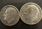 Lot Of Two 1957D Roosevelt, Silver Dime
